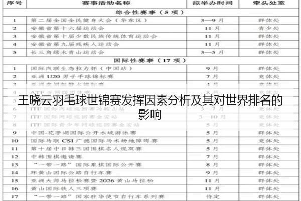 王晓云羽毛球世锦赛发挥因素分析及其对世界排名的影响